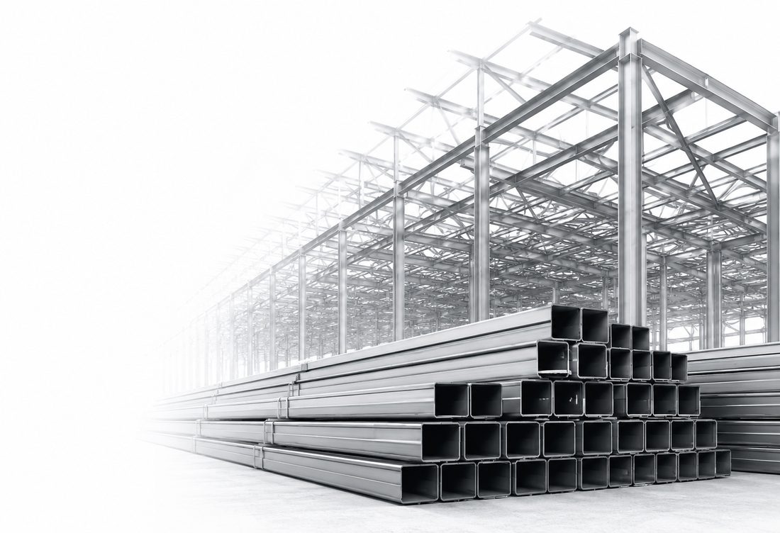 Industrial steel structural framework and fabricated steel sections